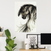 Majestic Mustang von BiHrLe Gray Horse Poster (Heimbüro)