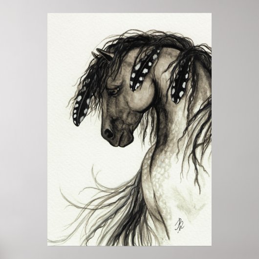 Majestic Mustang von BiHrLe Gray Horse Poster (Vorne)