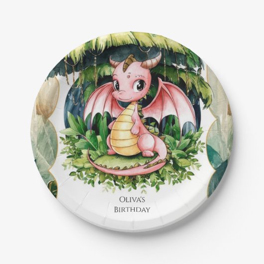 Majestic Mythical Dragon Birthday Pappteller (Vorderseite)