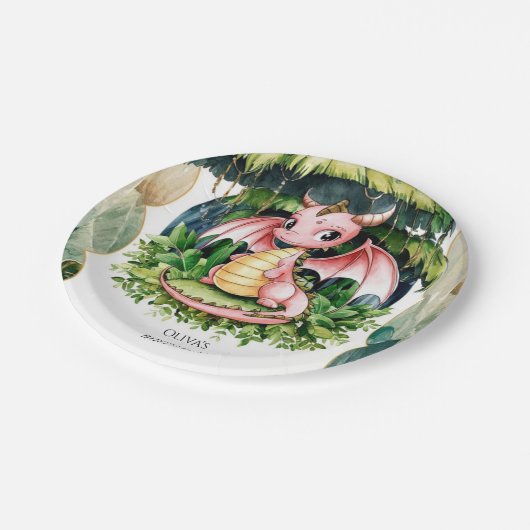 Majestic Mythical Dragon Birthday Pappteller (Schrägansicht)