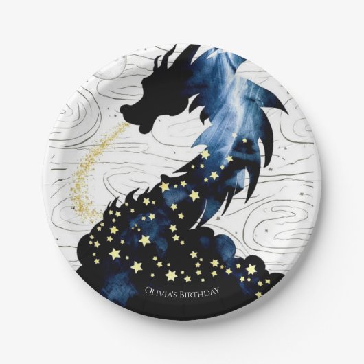 Majestic Mythical Dragon Birthday Pappteller (Vorderseite)