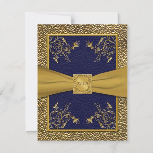 Majestic Navy and Gold RSVP Card (Vorderseite)
