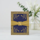 Majestic Navy and Gold RSVP Card (Stehend Vorderseite)
