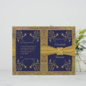 Majestic Navy and Gold Wedding Program (Stehend Vorderseite)