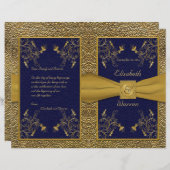 Majestic Navy and Gold Wedding Program (Vorne/Hinten)