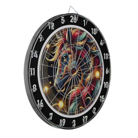 Majestic Neon Horse Adventure Design Dartscheibe (Vorderseite Links)