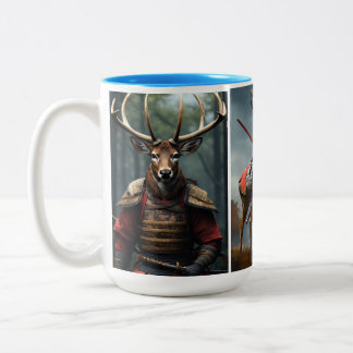 Majestic Neugierde: Rotes Hirsch im Wald Zweifarbige Tasse