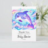 Majestic Niedlich Delphin Baby Dusche Dankeskarte (Stehend Vorderseite)
