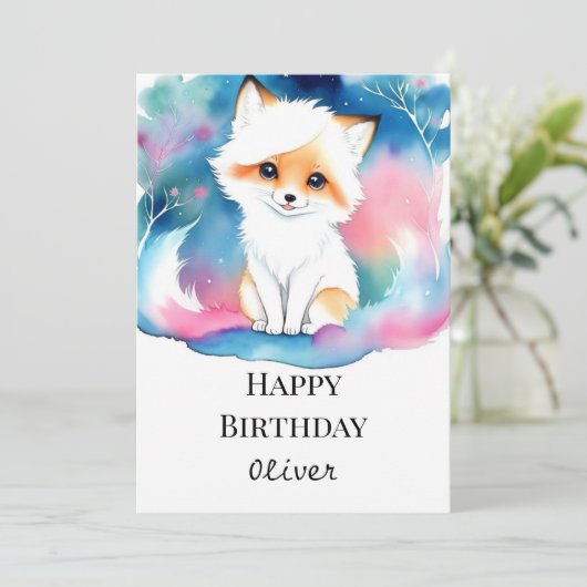 Majestic Niedlich Fox Birthday Karte (Stehend Vorderseite)