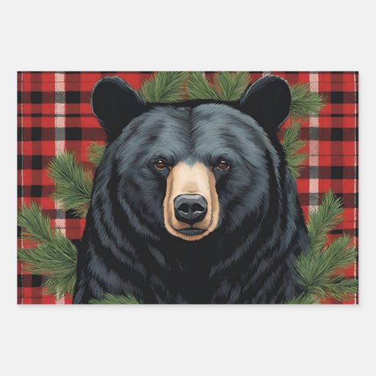Majestic Northern Black Bären Wrapping Paper Geschenkpapier Set (Vorderseite 3)