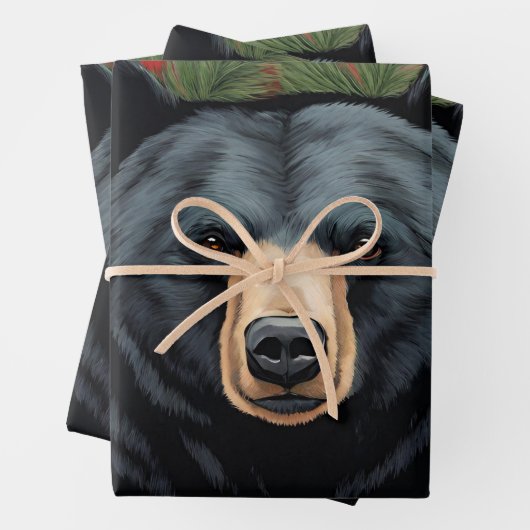 Majestic Northern Black Bären Wrapping Paper Geschenkpapier Set (Beispiel)