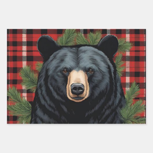 Majestic Northern Black Bären Wrapping Paper Geschenkpapier Set (Vorderseite)