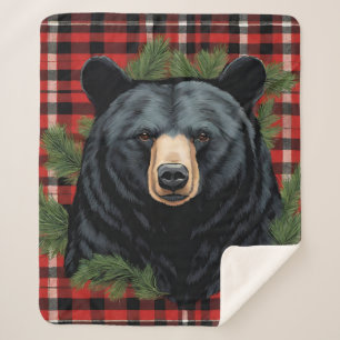 Majestic Northern Black Bear Sherpa Blanket Sherpadecke