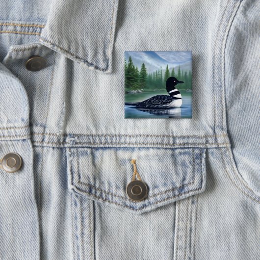 Majestic Northern Wilderness Loon Button (Beispiel)