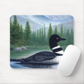 Majestic Northern Wilderness Loon Mousepad (Mit Mouse)