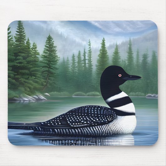 Majestic Northern Wilderness Loon Mousepad (Vorne)