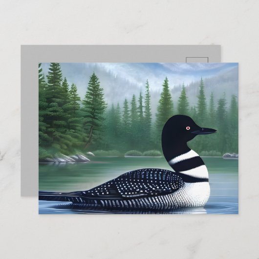 Majestic Northern Wilderness Loon Postkarte (Vorne/Hinten)