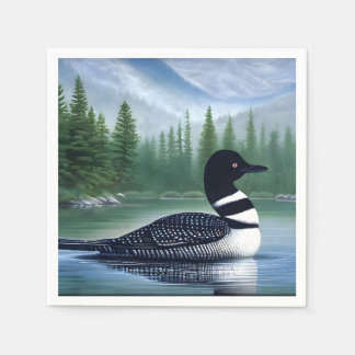 Majestic Northern Wilderness Loon Serviette