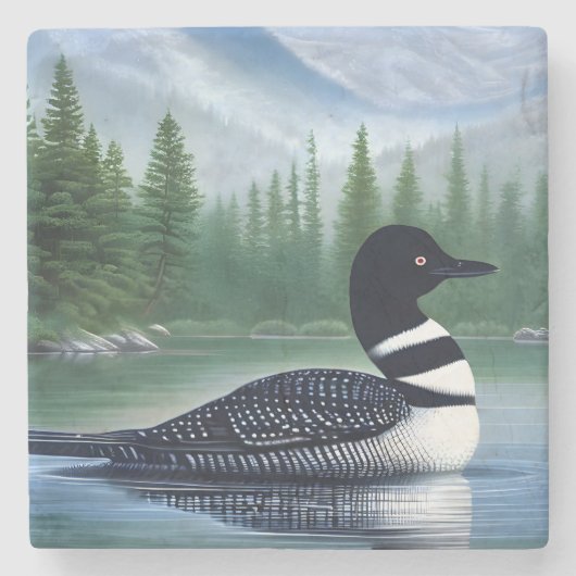 Majestic Northern Wilderness Loon Steinuntersetzer (Vorderseite)
