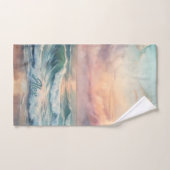 Majestic Ocean Sunset Waves Wasserfarbenküste Handtuch (Handtuch)