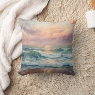 Majestic Ocean Sunset Waves Wasserfarbenküste Kissen