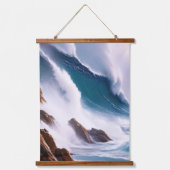Majestic Ocean Waves Malerei Wandteppich Mit Holzrahmen (Vorderseite)