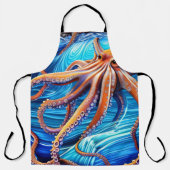 Majestic Octopus Blue Ocean Wave Expressionismus Schürze (Vorderseite)