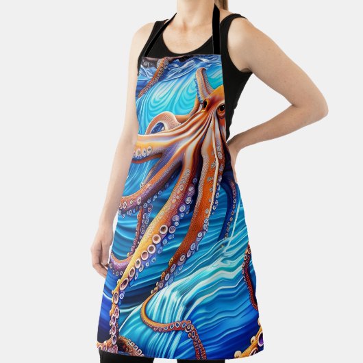 Majestic Octopus Blue Ocean Wave Expressionismus Schürze (InSitu)