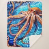 Majestic Octopus Blue Ocean Wave Expressionismus Sherpadecke (Vorderseite)
