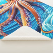 Majestic Octopus Blue Ocean Wave Expressionismus Sherpadecke (3/4)