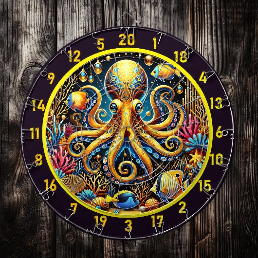 Majestic Octopus Glow Dartboard Design Dartscheibe