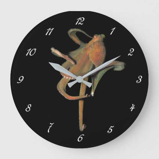 Majestic Octopus Round Wall Clock (mit Zahlen) Große Wanduhr (Vorderseite)