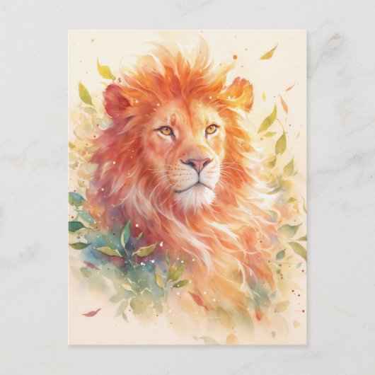 Majestic Orange Lion Autumn Leaf Postkarte (Vorderseite)