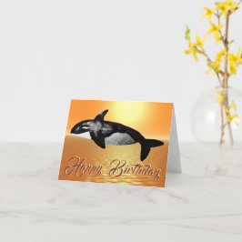Majestic Orca Orange Ocean Sunset Birthday Card Karte