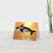 Majestic Orca Orange Ocean Sunset Birthday Card Karte (Vorderseite)