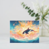 Majestic Orca Sunset Ocean Postkarte (Stehend Vorderseite)