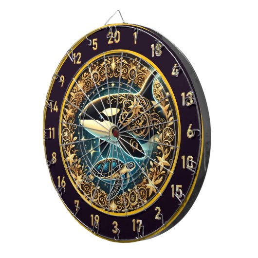 Majestic Orca Turtle Rustikale Dekoration Dartscheibe (Vorderseite rechts)