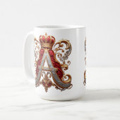 Majestic Ornate Letter A with Crown Kaffeetasse (Vorderseite Links)