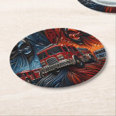 Majestic Öuhen mit scharfem und eisigen Feuerwehrf Runder Pappuntersetzer (Angewinkelt)