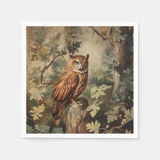 Majestic Owl in einem Wald Serviette (Vorderseite)