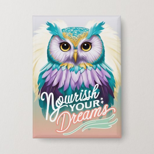 "Majestic Owl with Motivierend Message" Button (Vorderseite)