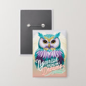 "Majestic Owl with Motivierend Message" Button (Vorderseite/Rückseite)