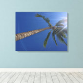 Majestic Palm Tree mit Sun Rays Canvas Print Leinwanddruck (Insitu (Holzboden))