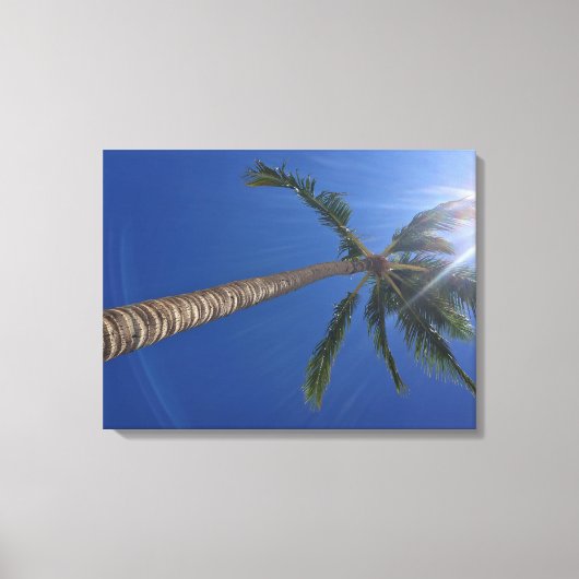 Majestic Palm Tree mit Sun Rays Canvas Print Leinwanddruck (Vorderseite)