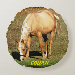 Majestic Palomino Horse - Fine Art Fotografy Rundes Kissen