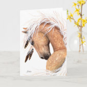 Majestic Palomino Pferd von BiHrLe Card Karte (Gelbe Blume)