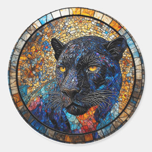 Majestic Panther gestanzte Glaskunstwerke Runder Aufkleber