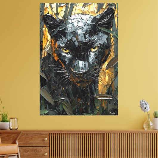 Majestic Panther in Dynamic Impasto Art Leinwanddruck (Insitu (Wohnzimmer))