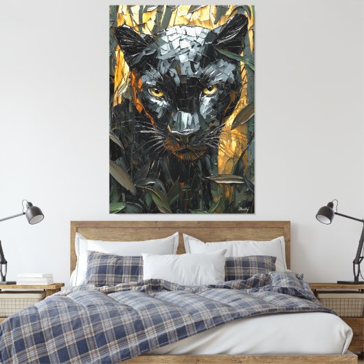 Majestic Panther in Dynamic Impasto Art Leinwanddruck (Insitu (Schlafzimmer))