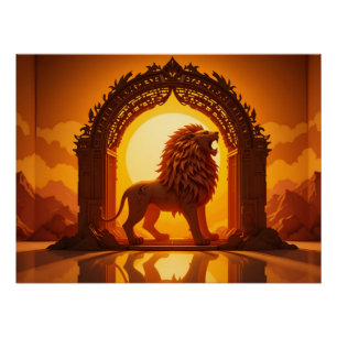 Majestic Papercraft Lion Poster